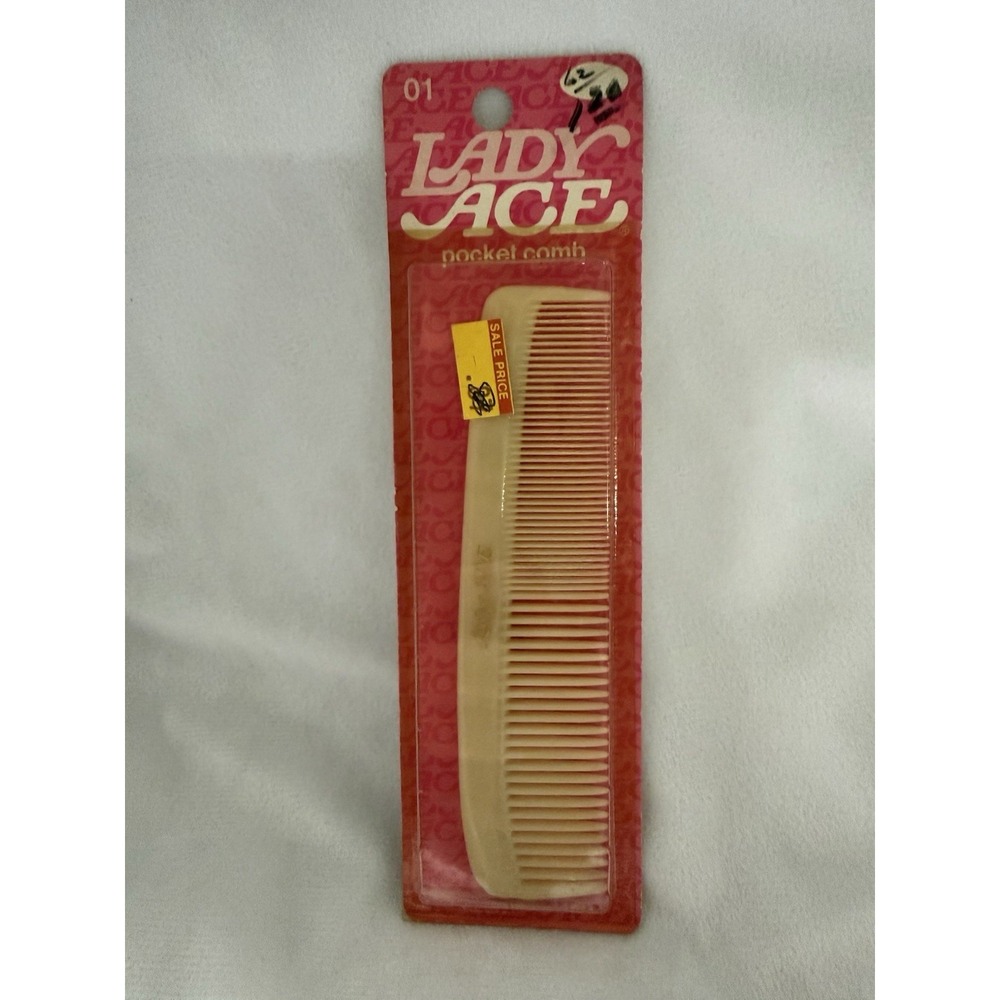 Lady Ace 5" Purse Comb Ivory Hard Rubber Hair Vintage #01 Made in USA